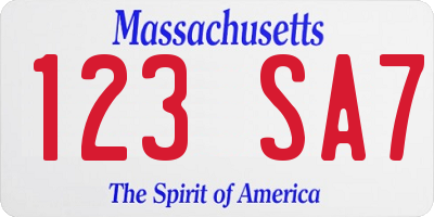 MA license plate 123SA7