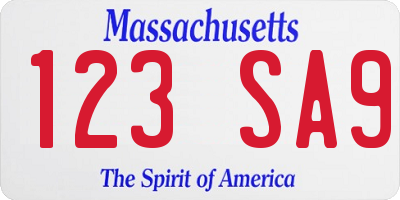 MA license plate 123SA9