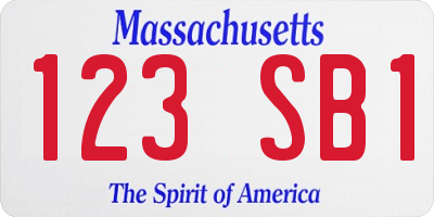 MA license plate 123SB1