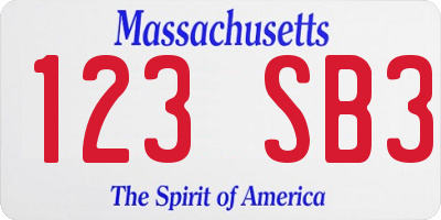 MA license plate 123SB3