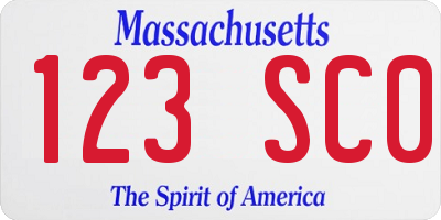 MA license plate 123SC0