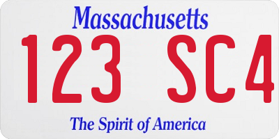 MA license plate 123SC4