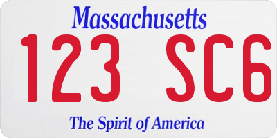MA license plate 123SC6
