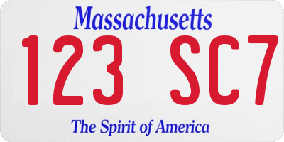 MA license plate 123SC7