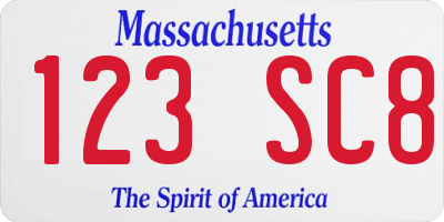 MA license plate 123SC8