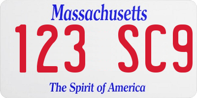 MA license plate 123SC9