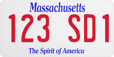 MA license plate 123SD1