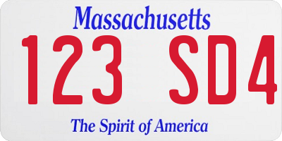 MA license plate 123SD4