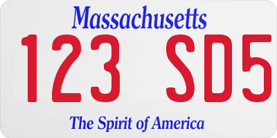 MA license plate 123SD5