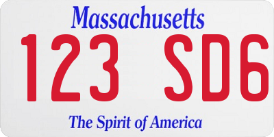 MA license plate 123SD6