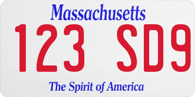 MA license plate 123SD9