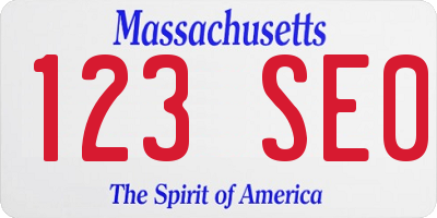 MA license plate 123SE0