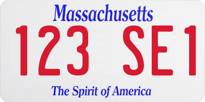 MA license plate 123SE1
