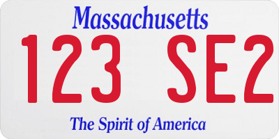 MA license plate 123SE2