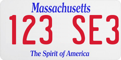 MA license plate 123SE3
