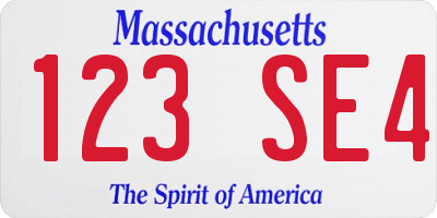 MA license plate 123SE4