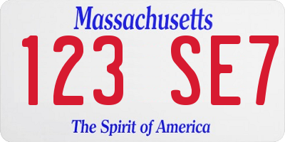 MA license plate 123SE7