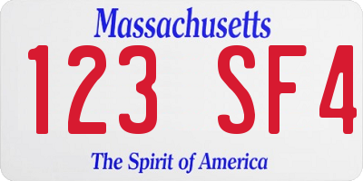 MA license plate 123SF4