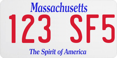 MA license plate 123SF5
