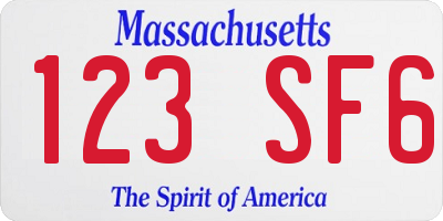 MA license plate 123SF6