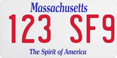 MA license plate 123SF9