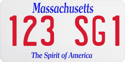 MA license plate 123SG1