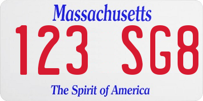 MA license plate 123SG8