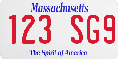 MA license plate 123SG9