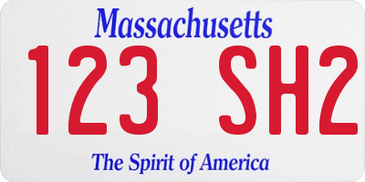 MA license plate 123SH2
