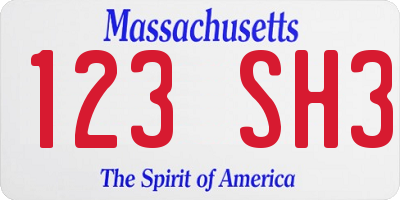MA license plate 123SH3