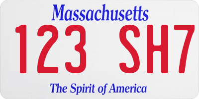 MA license plate 123SH7