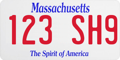 MA license plate 123SH9