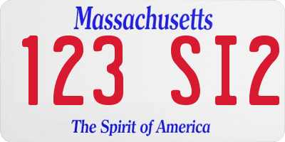 MA license plate 123SI2