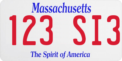 MA license plate 123SI3