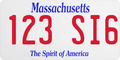 MA license plate 123SI6