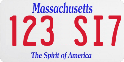MA license plate 123SI7