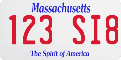 MA license plate 123SI8