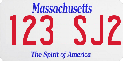 MA license plate 123SJ2