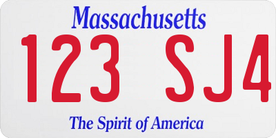 MA license plate 123SJ4