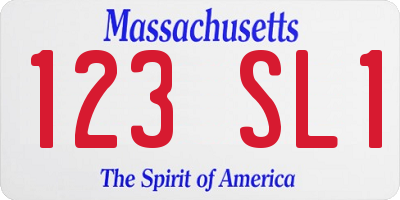 MA license plate 123SL1