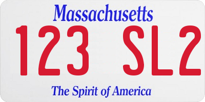 MA license plate 123SL2
