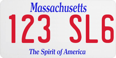 MA license plate 123SL6