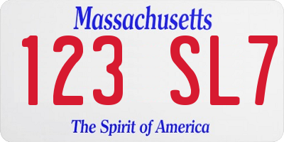 MA license plate 123SL7