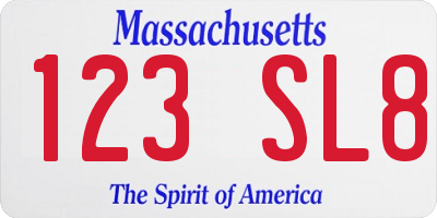MA license plate 123SL8