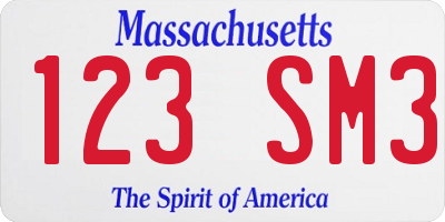 MA license plate 123SM3