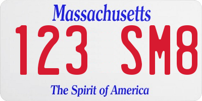 MA license plate 123SM8