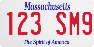 MA license plate 123SM9