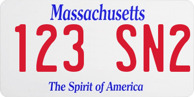 MA license plate 123SN2