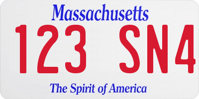 MA license plate 123SN4