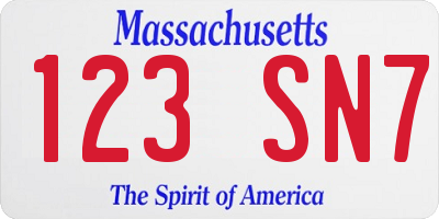 MA license plate 123SN7